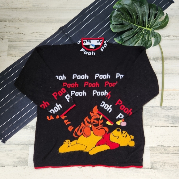 Disney Vintage Winnie The Pooh Mockneck Sweater Pooh Tigger Size Large - Picture 2 of 6